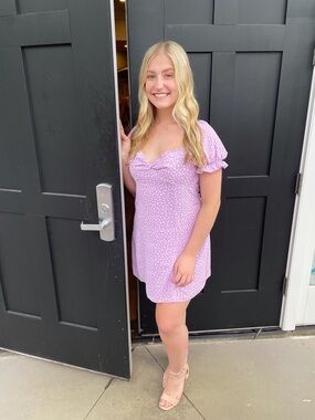 Princess Polly Lavender Floral Puff-Sleeve Mini Dress